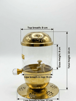 Brass Cylindrical Glass Akhand Diya – Traditional Pooja Lamp