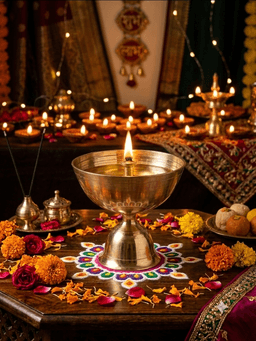 Premium Brass Pooja Diya with Pedestal