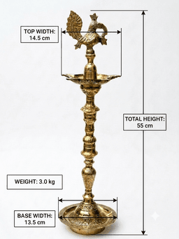 Traditional Handcrafted Brass Peacock Diya Stand