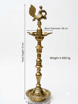 Traditional Handcrafted Brass Peacock Diya Stand