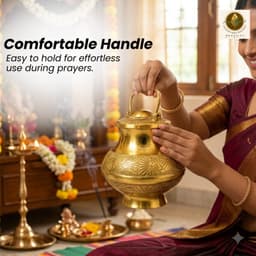 Brassify Premium Pure Brass Gangajal Kalash with Lid – 100% Handmade Brass Holy Water Pot for Pooja, Jal Abhishek & Home Temple