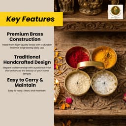 Brassify Pure Brass Chokhra (4 Bowl Serving Set) | Traditional Brass Dry Fruit & Condiment Server with Handle for Pooja & Home Decor