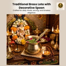 Brassify Pure Brass Pooja Lota with Decorative Spoon | Traditional Kalash for Worship
