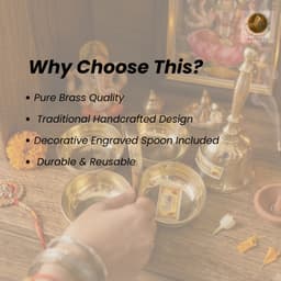 Brassify Pure Brass 4 Chokhre with Hand Bell Set | Traditional Brass Pooja Essentials for Home Mandir