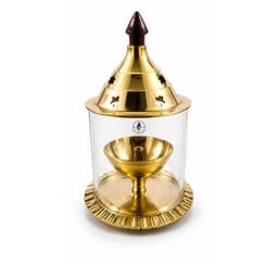 Brassify Home Genie Brass Akhand Jyot with Glass Cover & Dome Lid | Windproof Brass Diya for Home Mandir & Pooja