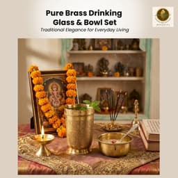 Brassify Handcrafted Pure Brass Glass & Bowl Set | Traditional Brass Drinking Glass with Multipurpose Brass Bowl