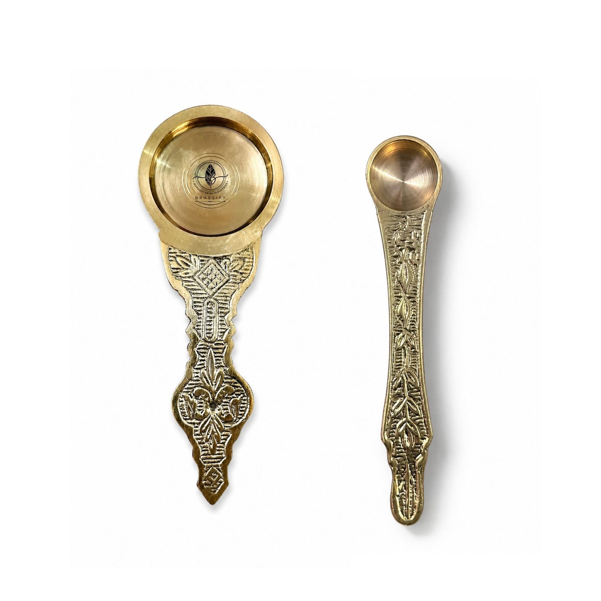 Brassify Pure Brass Kapoor Dani with Spoon Set | Handcrafted Camphor Burner for Pooja, Aarti, Havan & Temple Use