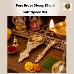 Brassify Pure Brass Kapoor Dani with Spoon Set | Handcrafted Camphor Burner for Pooja, Aarti, Havan & Temple Use