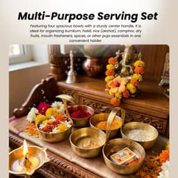 Brassify Pure Brass Katori Set | 6-Piece Brass Bowls with Handles | Traditional Pooja, Prasad & Serving Bowls