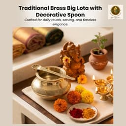 Brassify Traditional Brass Pooja Lota & Spoon Set