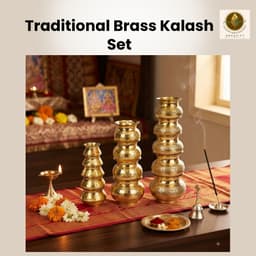 Brassify Traditional Brass Kalash Set | Pure Brass Pooja Kalash Set for Mandir, Pooja & Religious Rituals | Decorative Brass Kalash Set