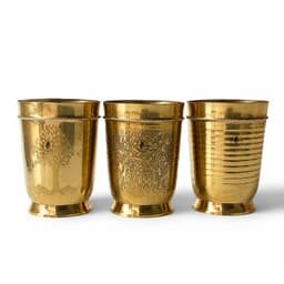 Brassify Pure Brass Glass Set of 3 | Traditional Brass Drinking Glasses for Home & Pooja