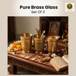 Brassify Pure Brass Glass Set of 3 | Traditional Brass Drinking Glasses for Home & Pooja