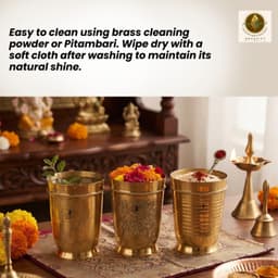 Brassify Pure Brass Glass Set of 3 | Traditional Brass Drinking Glasses for Home & Pooja