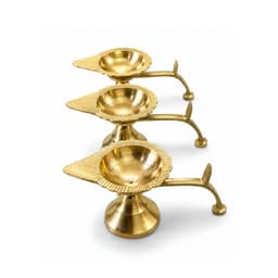 Brassify Brass Diya Set of 3 – Traditional Decorative Leaf Design Oil Lamps for Pooja, Diwali & Home Décor