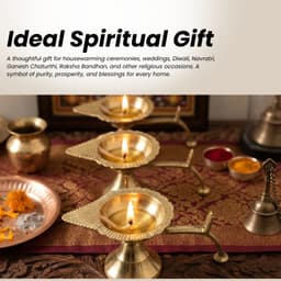 Brassify Brass Diya Set of 3 – Traditional Decorative Leaf Design Oil Lamps for Pooja, Diwali & Home Décor