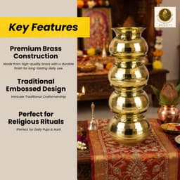 Brassify Pure Brass Decorative Kalash | Traditional Multi-Tier Brass Kalash for Home, Temple & Pooja Décor