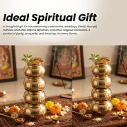 Brassify Pure Brass Decorative Kalash | Traditional Multi-Tier Brass Kalash for Home, Temple & Pooja Décor