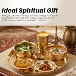 Brassify Pure Brass Dinner Set | Traditional Brass Thali Set with Bowls, Glass & Spoon for Home & Festive Dining