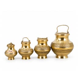 Brassify Antique Brass Ganga Jal Kalash Set | Traditional Pooja Kalash Set of 4