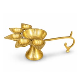 Brassify Premium Brass Panchmukhi Diya | Traditional Multi-Wick Brass Oil Lamp with Decorative Handle for Puja, Mandir & Home Décor