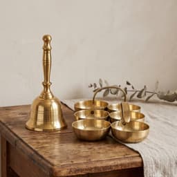 BRASSIFY Premium Brass Bell & Bowl Set | Handcrafted Brass Puja Bell with Decorative Bowls