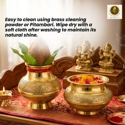 Brassifyl Handcrafted Brass Embossed Kalash Set | Traditional Indian Pooja Kalash for Home Décor & Festive Celebrations