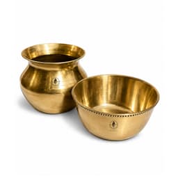 BRASSIFYL Brass Kalash & Pooja Urli Set – Traditional Brass Puja Décor for Home & Temple