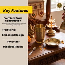 BRASSIFYL Handcrafted Brass Tumbler & Serving Bowl Set | Engraved Brass Drinkware & Dining Set | Traditional Indian Tableware