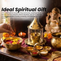 BRASSIFYL Premium Brass Pooja Set | Handcrafted Brass Diya, Incense Holder, Kalash & Puja Accessories | Traditional Indian Home Temple Décor