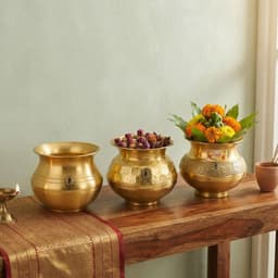 BRASSIFYL Handcrafted Brass Kalash Set | Traditional Decorative Pooja Kalash for Home & Festive Décor