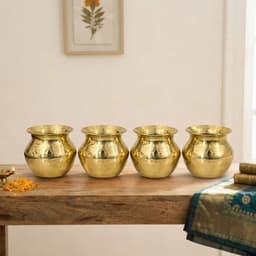 BRASSIFYL Pure Brass Decorative Kalash Set – Traditional Indian Brass Pot for Pooja & Home Décor