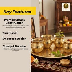 BRASSIFYL Pure Brass Decorative Kalash Set – Traditional Indian Brass Pot for Pooja & Home Décor
