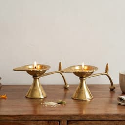 BRASSIFYL Brass Diya Pair – Handcrafted Traditional Brass Oil Lamps for Pooja & Home Décor