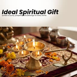 BRASSIFYL Handcrafted Brass Multi-Wick Diya Aarti Lamp