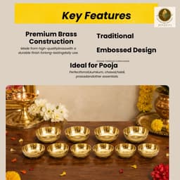 BRASSIFYL Premium Brass Pooja Bowl Set – Handcrafted Brass Decorative & Serving Bowls