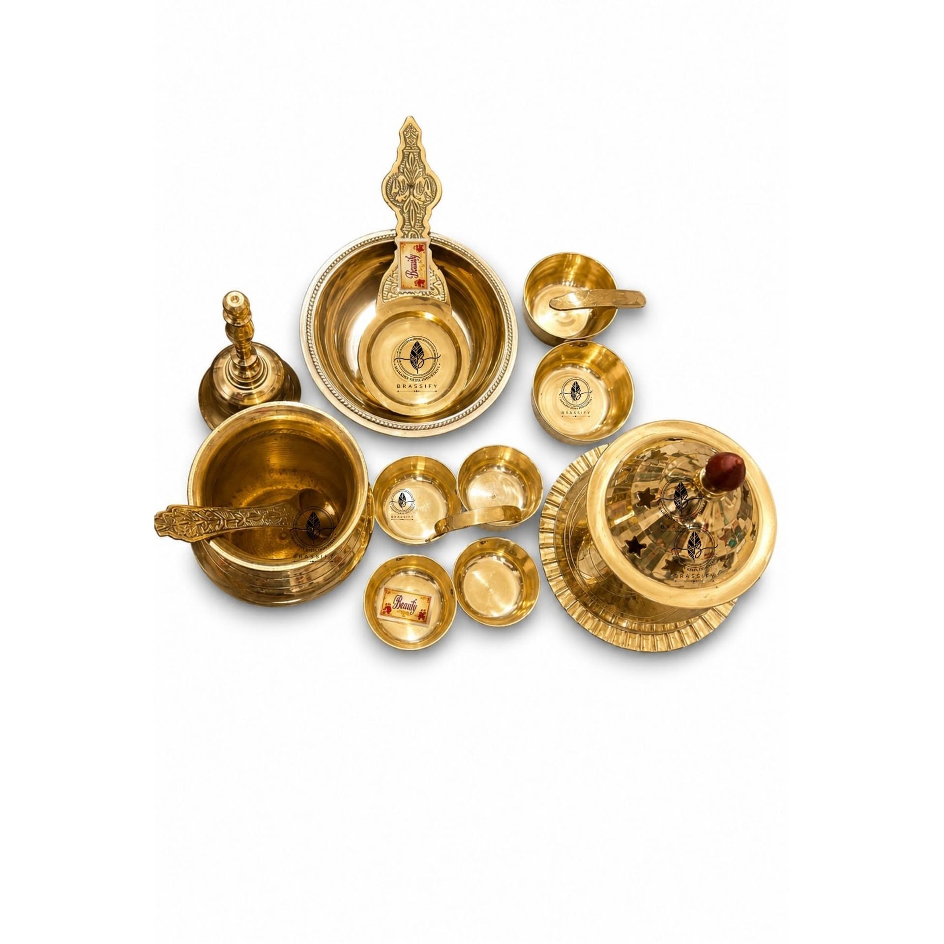 BRASSIFYL Premium Brass Pooja Thali Set – Traditional Indian Puja Samagri & Worship Accessories Set