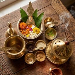 BRASSIFYL Premium Brass Pooja Thali Set – Traditional Indian Puja Samagri & Worship Accessories Set
