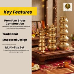 BRASSIFYL Handcrafted Brass Kalash Set | Traditional Decorative Panchapatra Kalash for Pooja, Temple & Home Décor