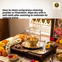 Brassifyl Pure Brass Oil Lamp with Glass Cloche | Traditional Brass Diya for Home Décor, Puja & Meditation