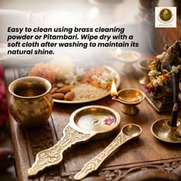 Brassifyl Brass Pooja Spoon Set | Traditional Embossed Puja Samagri Spoons for Kumkum, Rice, Ghee & Hindu Rituals