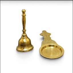 Brassify Pure Brass Pooja Bell & Kapoor Dani Set – Handcrafted Brass Bell with Camphor Holder