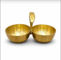 Brassify Handcrafted Brass Dugri – Traditional Double Bowl Serving Set with Handle
