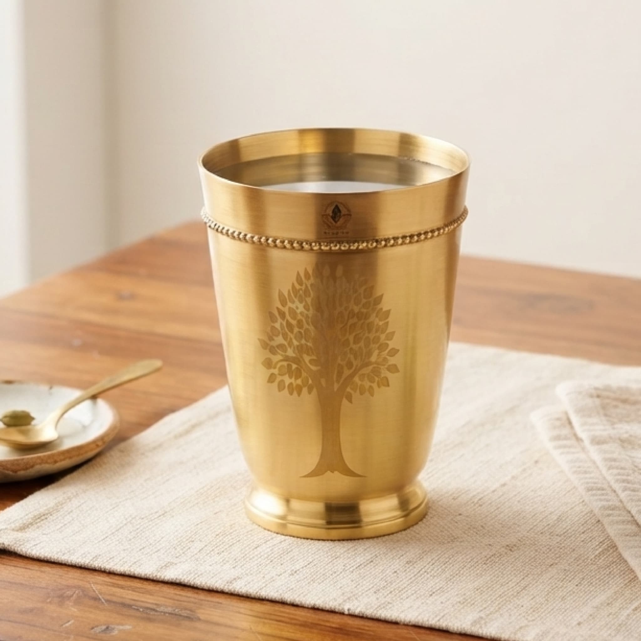 Brassify Brass Drinking Glass – Tree of Life Engraved Peetal Glass