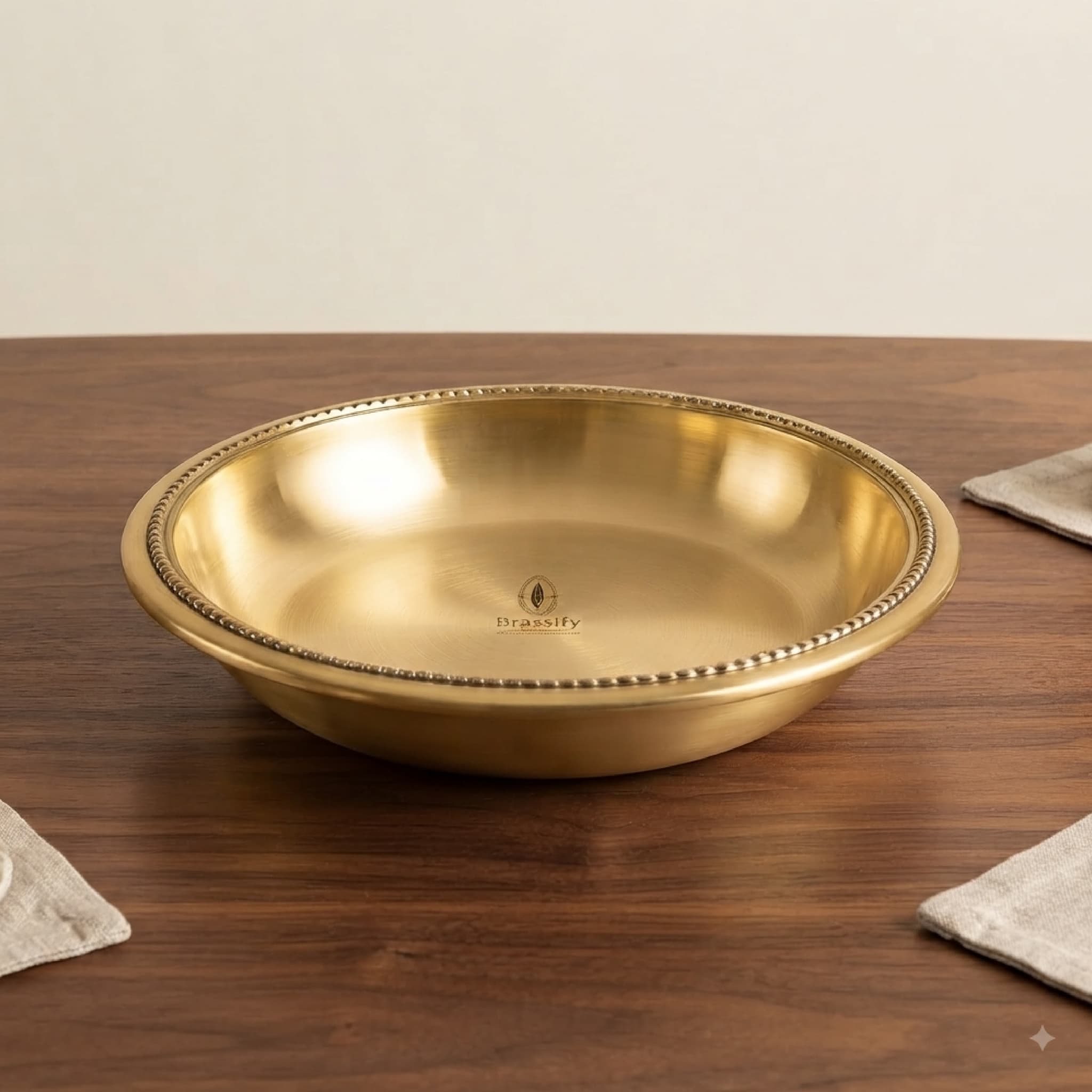 Brassify Premium Brass Bowl with Beaded Rim – Peetal Katori