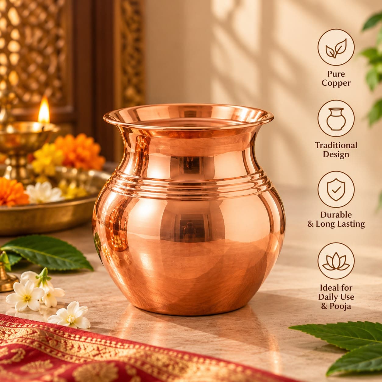 Copper Lota โ Traditional Copper Water Vessel