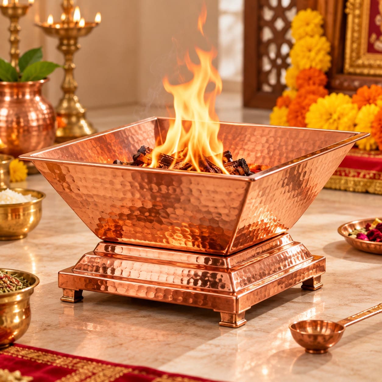 Copper Hawan Kund โ Traditional Havan Vessel