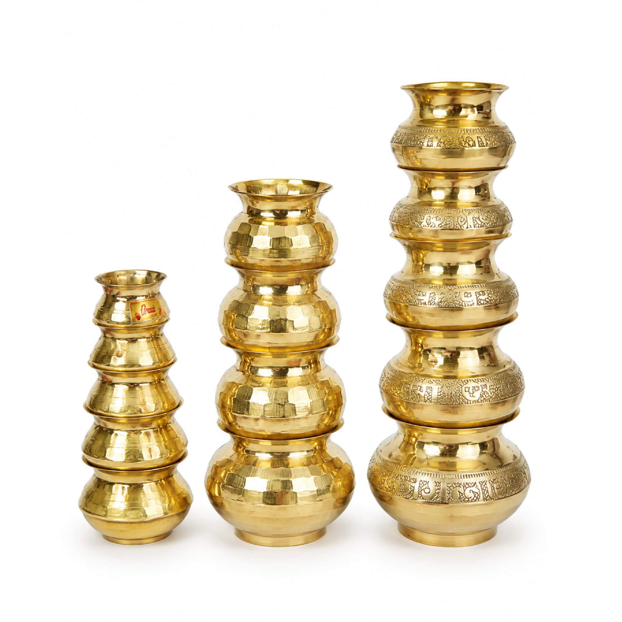 Brassify Traditional Brass Kalash Set | Pure Brass Pooja Kalash Set for Mandir, Pooja & Religious Rituals | Decorative Brass Kalash Set